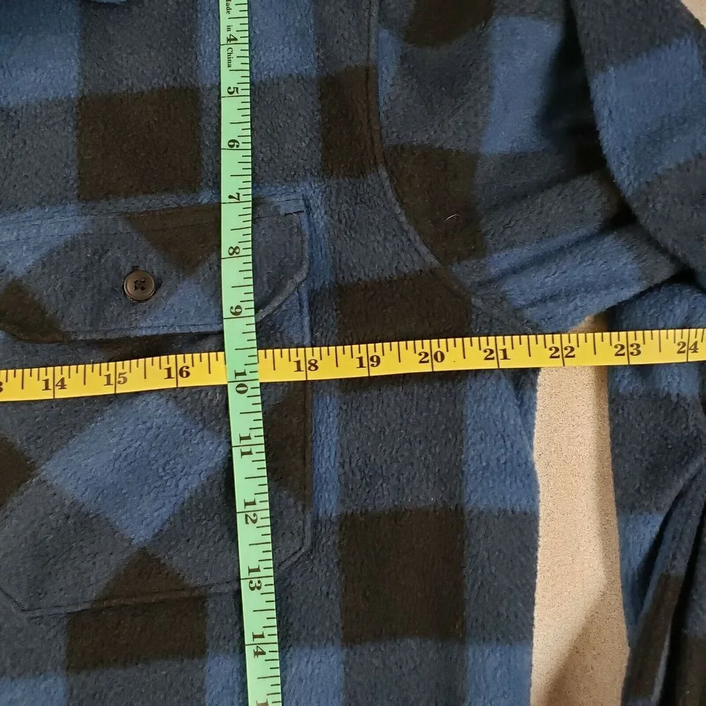 Wrangler Mens Blue Black Long Sleeves Button Front Collared‎ Shacket Size Small